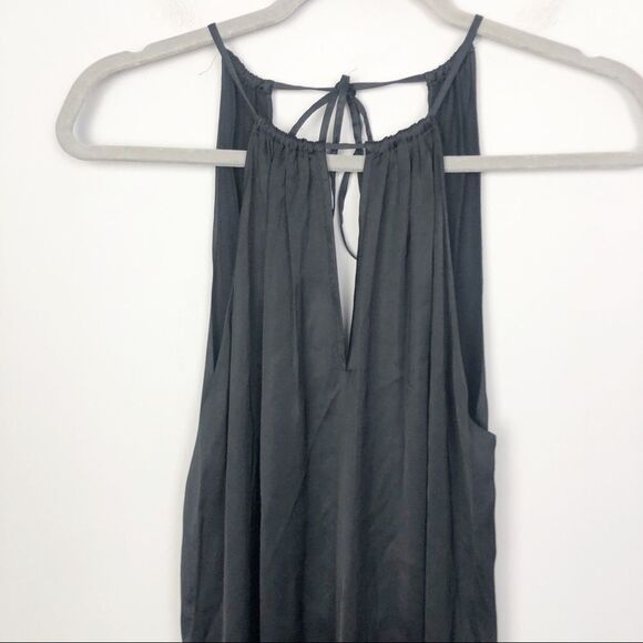 & OTHER STORIES | Black Gathered Halter Satin Look Midi Dress Women’s Size 8 - Picture 4 of 10